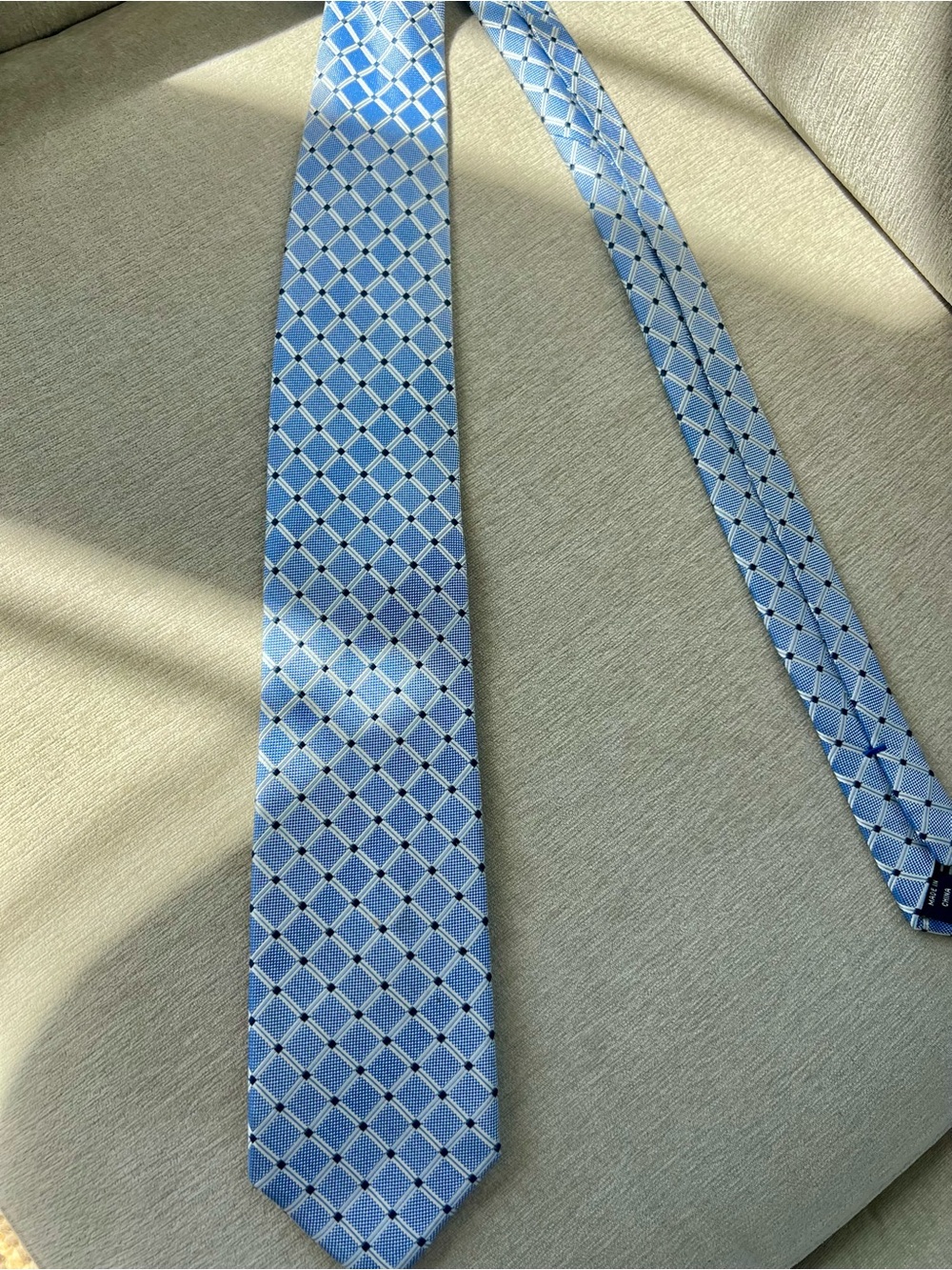Nautica Sky Blue Grid Tie with Navy Diamonds